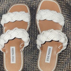 Steve Madden White Beaded Women's Sandals